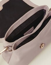 Leather Metal Bar Cross-Body Bag, Nude (NUDE), large