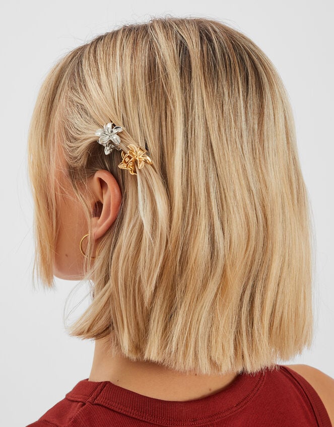 4-Pack Mini Metal Flower Claw Clips, , large