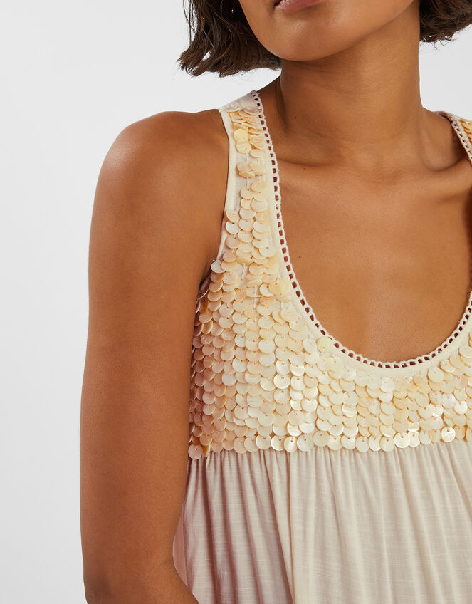 Sleeveless Embellished Maxi Dress, Ivory (IVORY), large