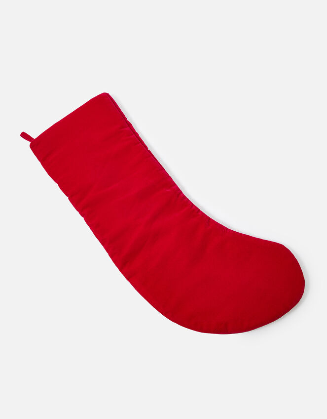 Star Embroidered Velvet Stocking , Pink (FUCHSIA), large