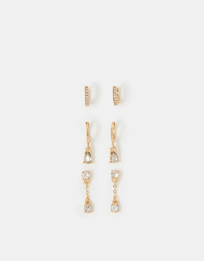 3-Pack Gemstone Drop Hoop Earrings, , large