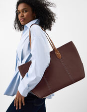 Plain Tote Bag, Brown (CHOCOLATE), large