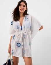 Shell Patchwork Mini Kaftan, Ivory (IVORY), large