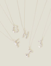 Sterling Silver-Plated Molten Initial Pendant Necklace, Silver (ST SILVER), large