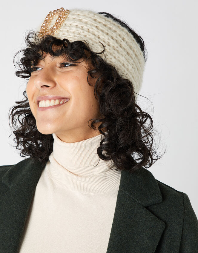 Jewelled Knit Bando, Natural (NATURAL), large