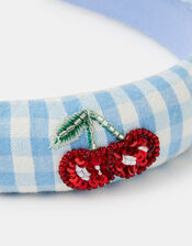 Girls Cherry Gingham Headband, , large