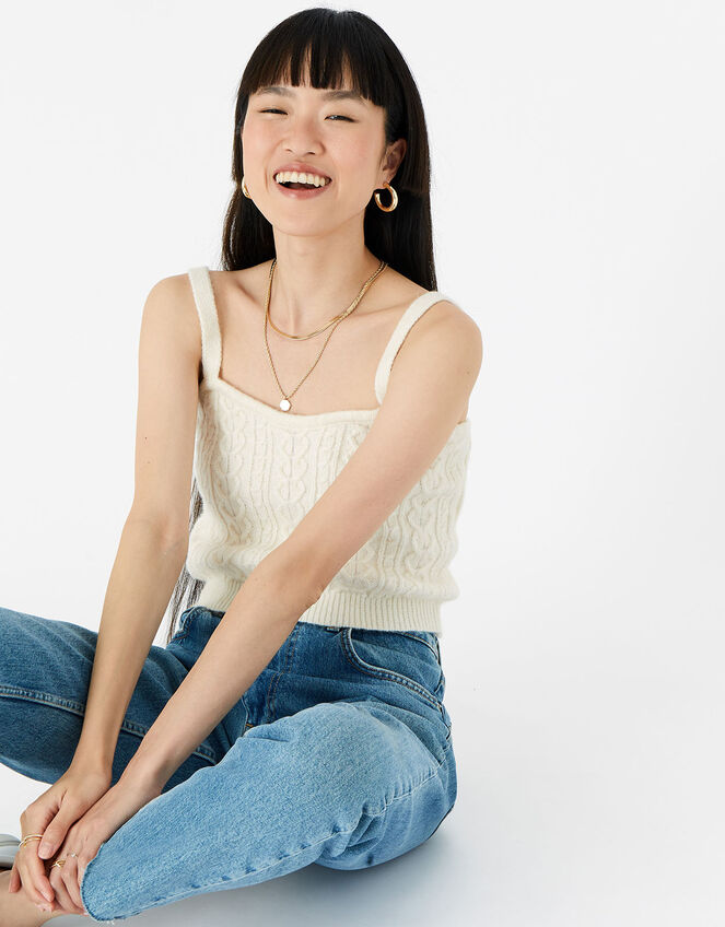 Lounge Knit Vest , Cream (CREAM), large