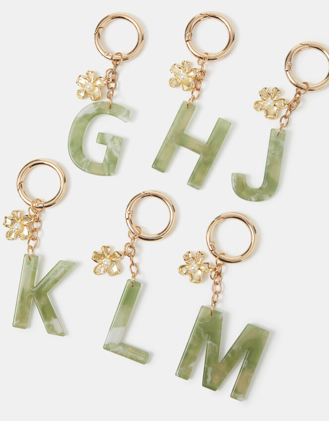 Resin Initial Bag Charm, Green (GREEN), large