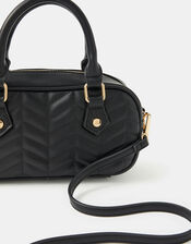 Chevron Quilted Crossbody Handbag, Black (BLACK), large