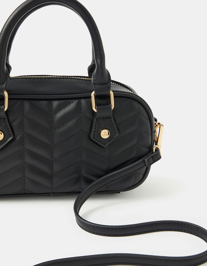 Chevron Quilted Crossbody Handbag, Black (BLACK), large