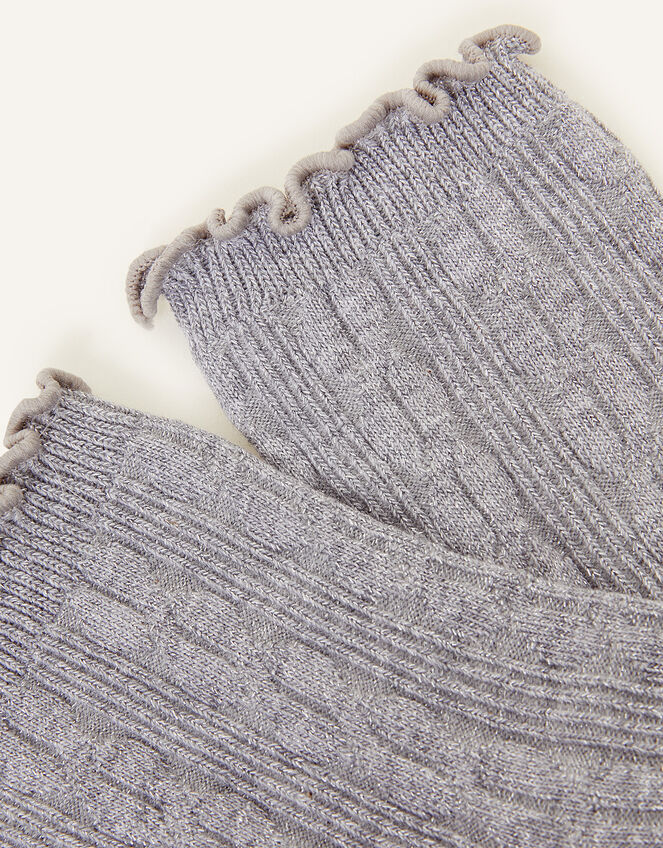 Sparkle Cable Crop Socks, Grey (GREY), large