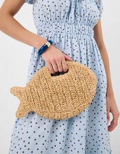 Fish Raffia Clutch Bag, , large