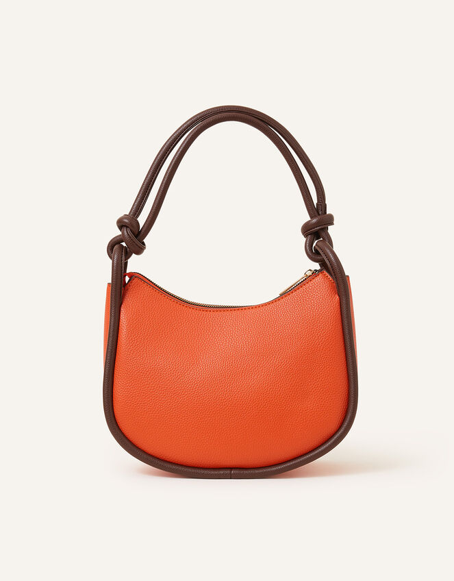 Contrast Piped Knot Shoulder Bag, , large