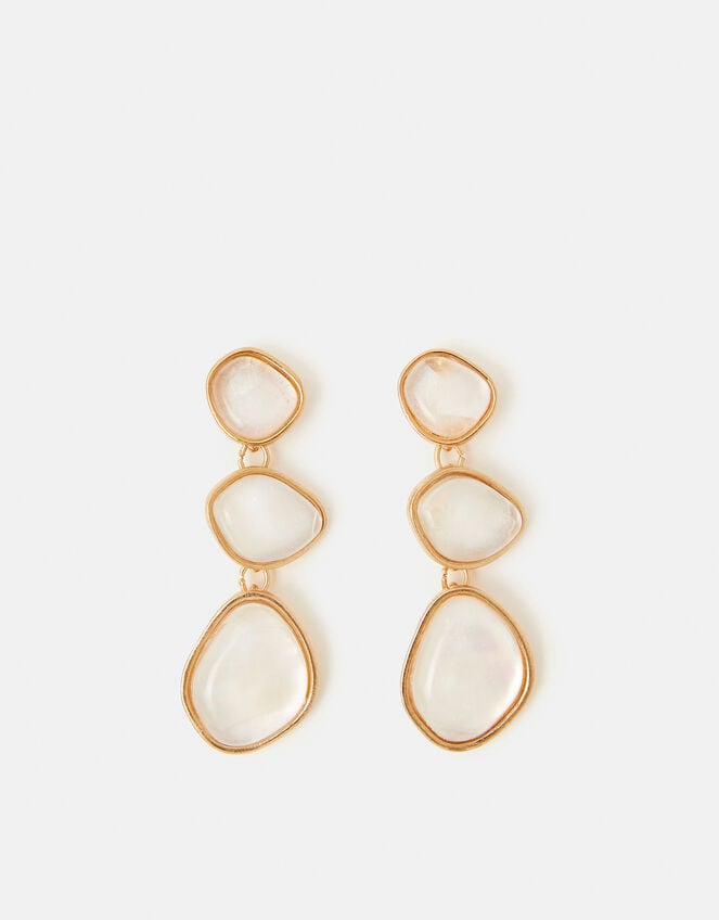 Mother of Pearl Triple Drop Earrings, , large