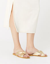 Leather Knotted Sliders , Gold (GOLD), large