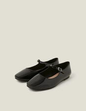 Patent Mary Jane Ballerina Flats, Black (BLACK), large
