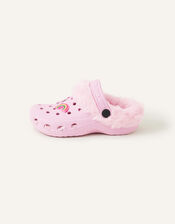 Girls Charm Faux Fur Clogs, Pink (PINK), large