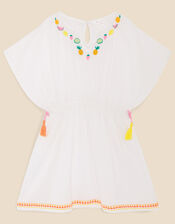 Girls Tropical Fruit Embroidered Kaftan, Multi (BRIGHTS-MULTI), large