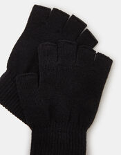 Plain Fingerless Gloves, Black (BLACK), large