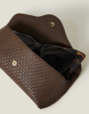 Woven Faux Leather Sunglasses Case, , large