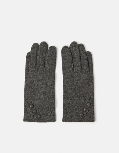 Plain Wool Gloves, Grey (GREY), large