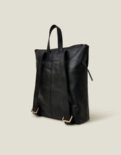 Suede Leather Backpack, Black (BLACK), large