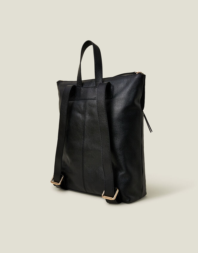 Suede Leather Backpack, Black (BLACK), large