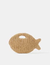 Fish Raffia Clutch Bag, , large