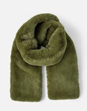Faux Fur Stole Scarf, Green (KHAKI), large