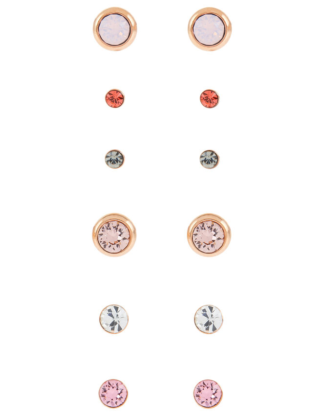 Rose Gold-Plated Stud Earrings with Swarovski® Crystals, , large