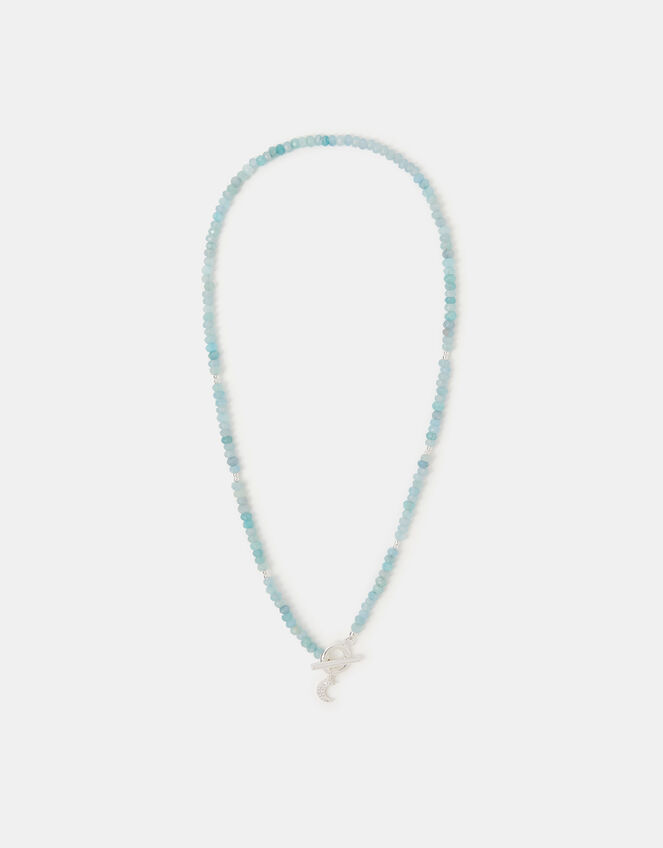 Sterling Silver-Plated Celestial Quartz T-Bar Necklace, , large