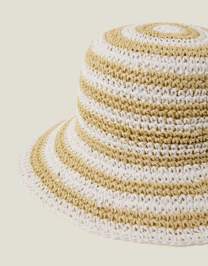 Stripe Bucket Hat, Natural (NATURAL), large