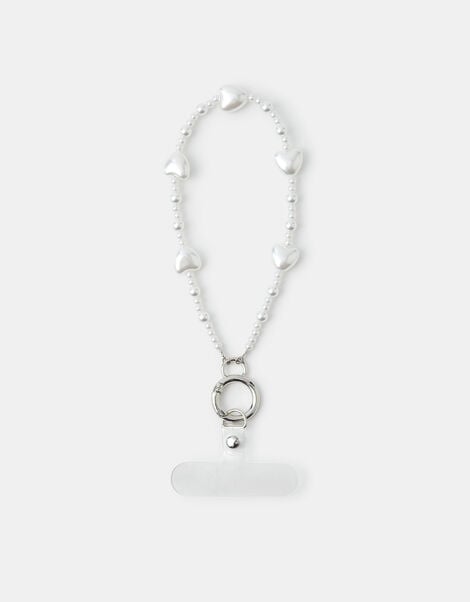 Pearl Heart Wrist Phone Strap, , large
