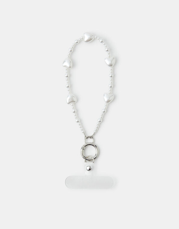 Pearl Heart Wrist Phone Strap, , large