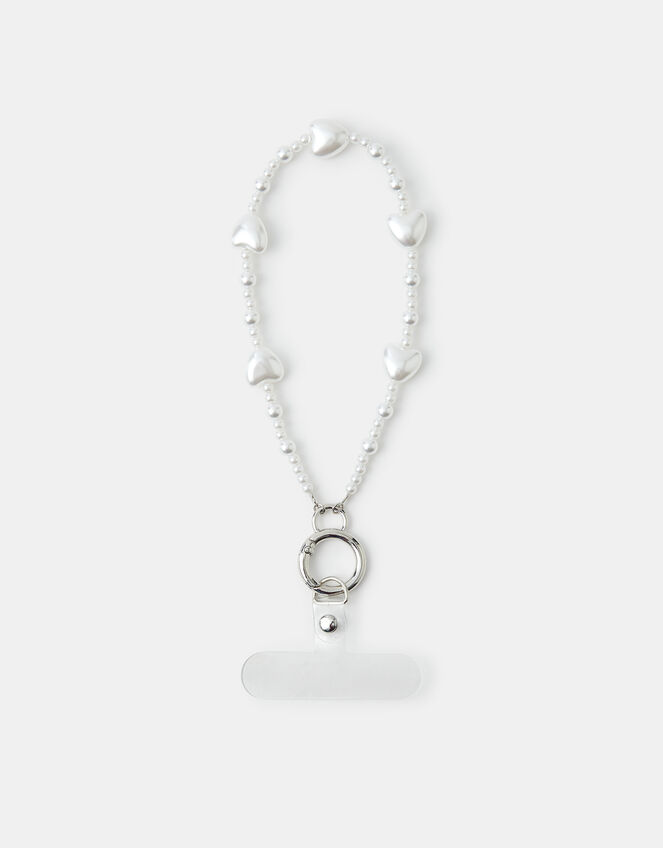 Pearl Heart Wrist Phone Strap, , large