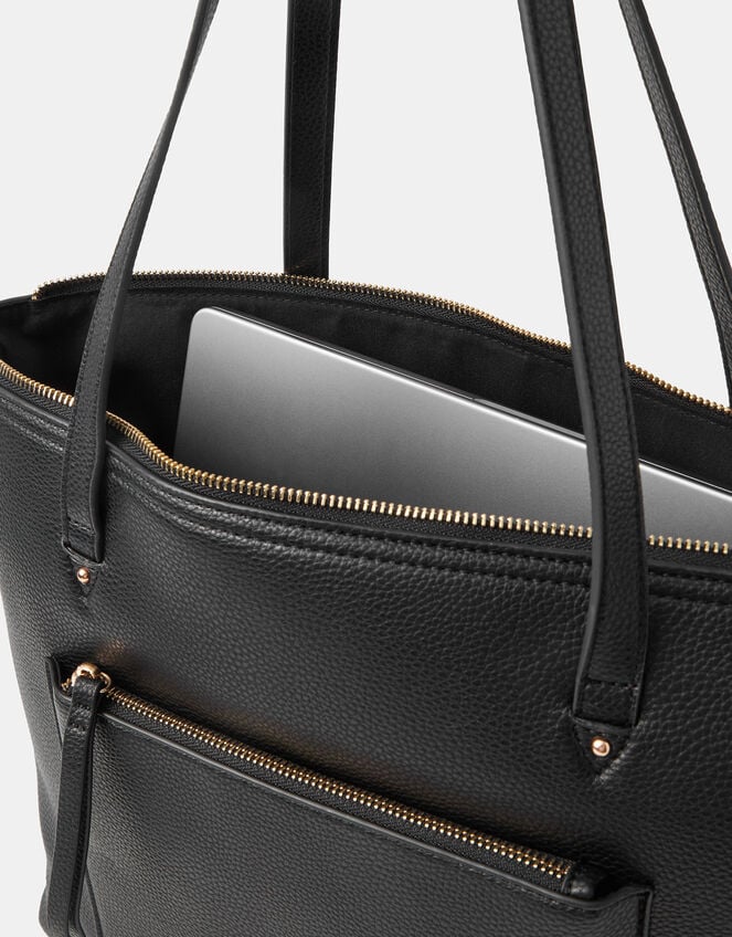Rachel Zip Front Laptop Tote Bag, Black (BLACK), large