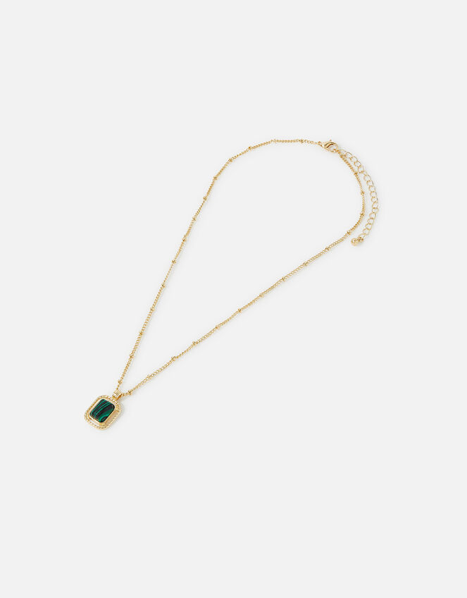 Rectangle Stone Pendant Necklace, , large