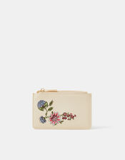 Floral Embroidered Card Holder, , large