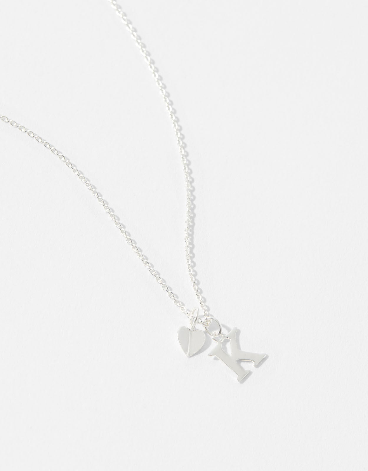 Sterling Silver Heart Initial Necklace 