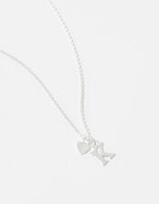 Sterling Silver Heart Initial Necklace - K, , large