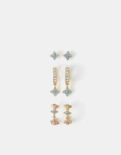 3-Pack Gem Cross Stud & Hoop Earrings, , large