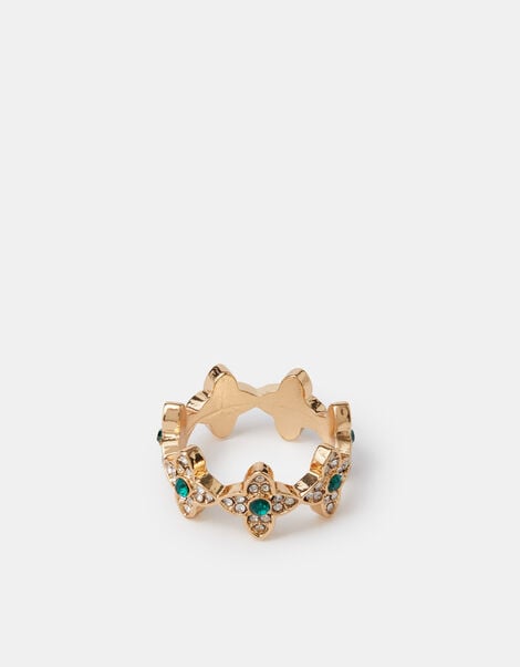 Gemstone Clover Ring, Green (GREEN), large