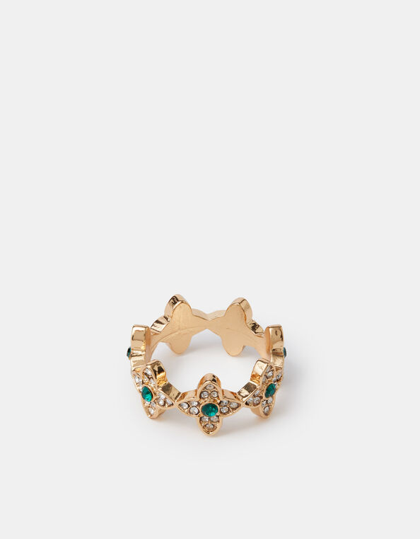 Gemstone Clover Ring, Green (GREEN), large