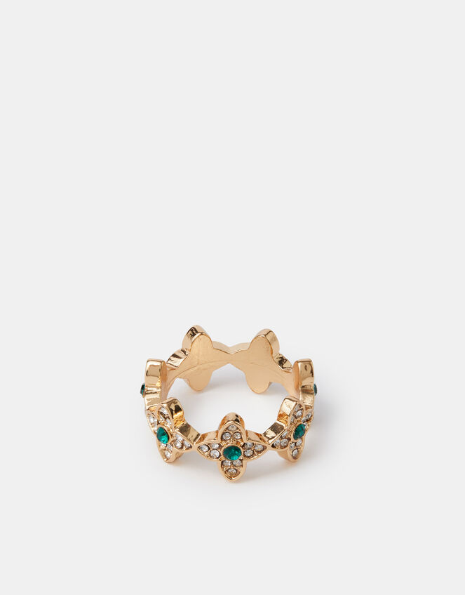 Gemstone Clover Ring, Green (GREEN), large