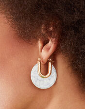 Marble Resin Circle Earrings , , large