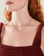 Platinum-Plated Stainless Steel Tennis Necklace, , large