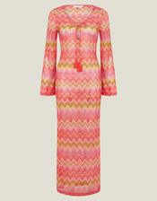 Long Sleeve Crochet Maxi Dress Cover Up, BRIGHTS, large