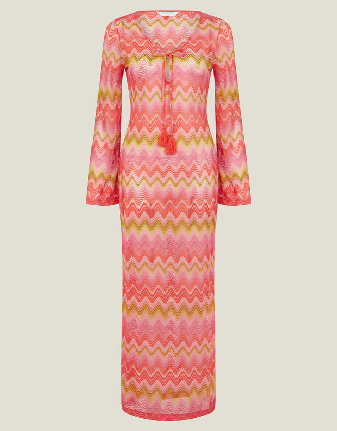 Long Sleeve Crochet Maxi Dress Cover Up, BRIGHTS, large