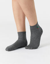 Embroidered Holly Metallic Socks , , large