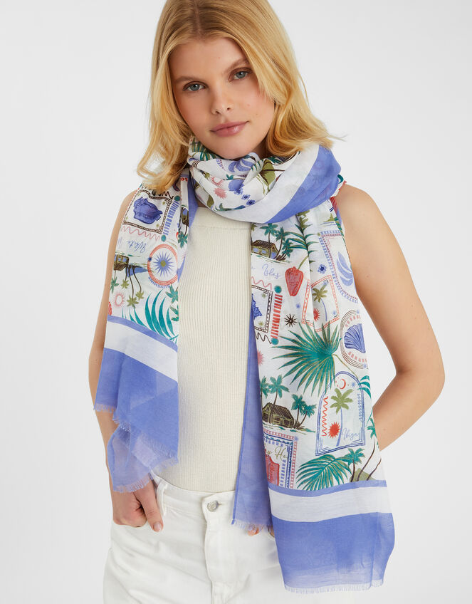 Postcard Print Scarf, , large
